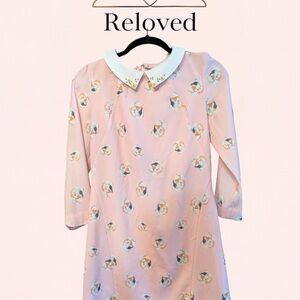 Unique Vintage Pink Floral Long Sleeve Dress